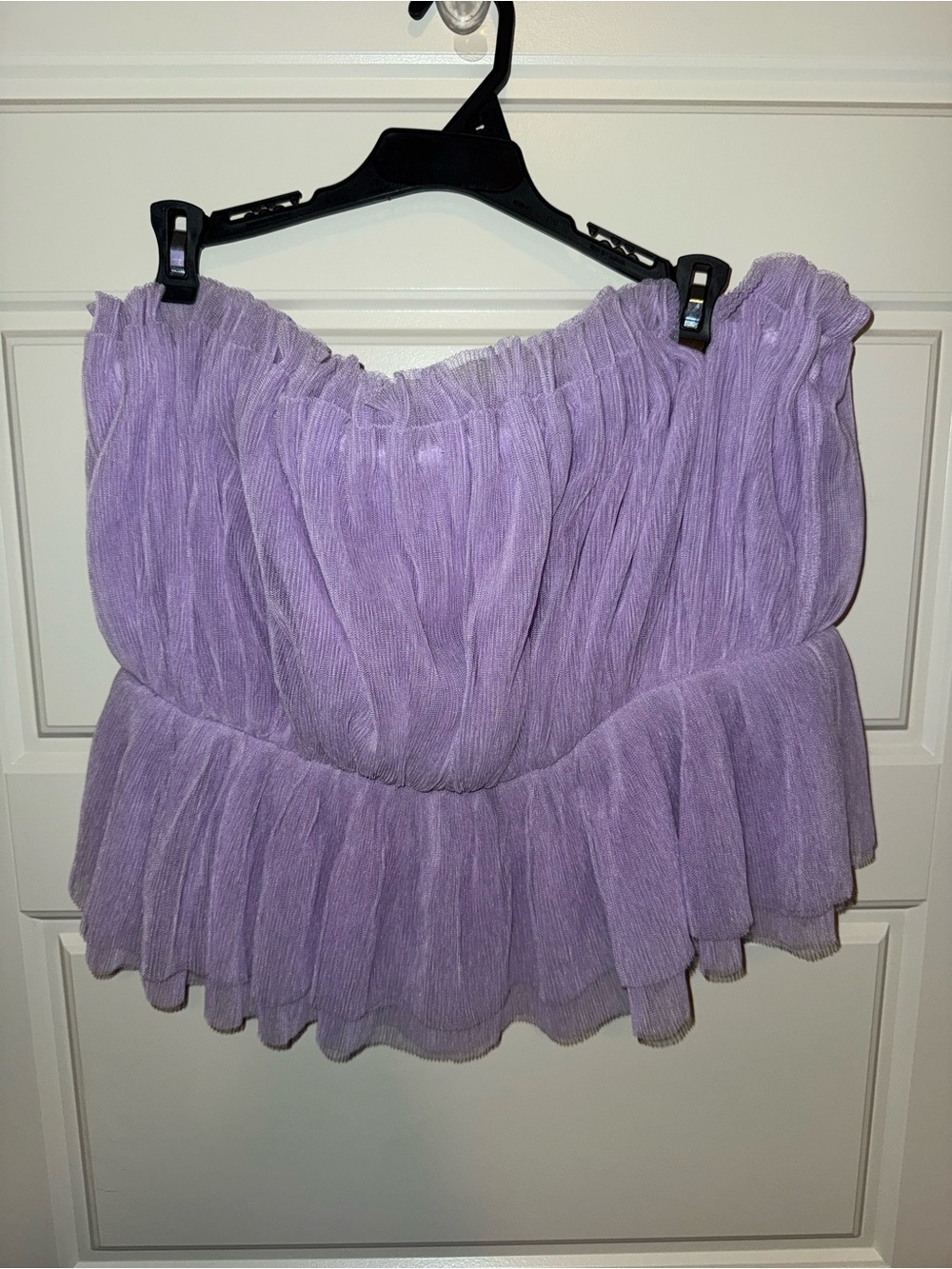 Pink Lily Lavender Strapless Ruffled Peplum Top